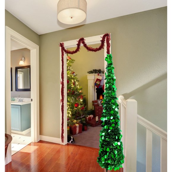 5 ft. Pop Up Christmas Tinsel Tree Collapsible wit - Picture 4 of 4
